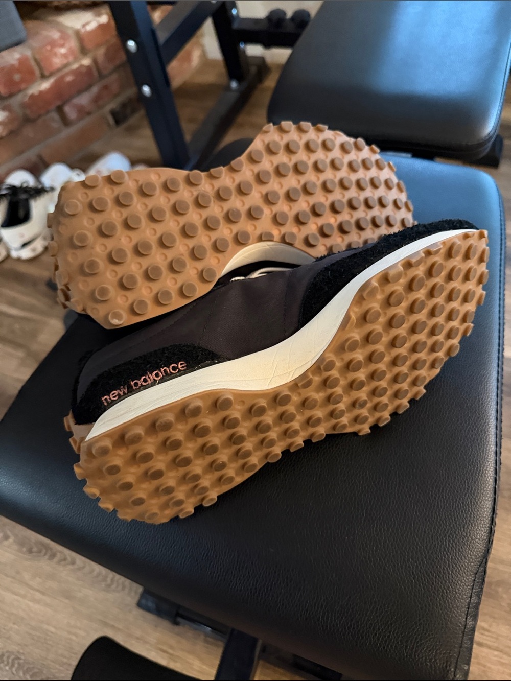 New Balance Black, White, and Tan Retro Runner Sneakers - Picture 3 of 3
